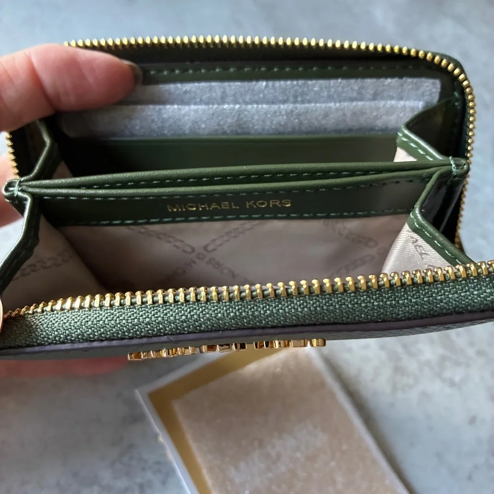 Michael Kors Jet Set Small Zip Around Card Case Amazon Green
